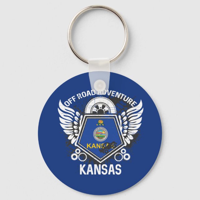 Kansas State Flag Off Road Adventure 4x4 Key Ring (Front)