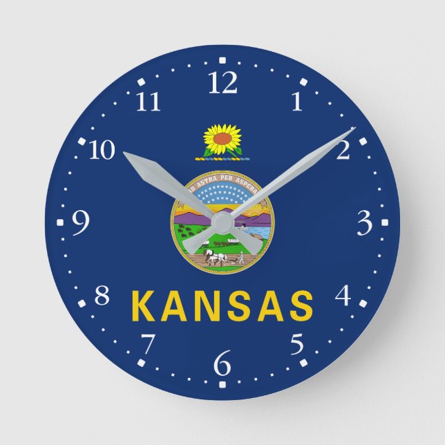 Kansas State Flag Round Clock (Front)