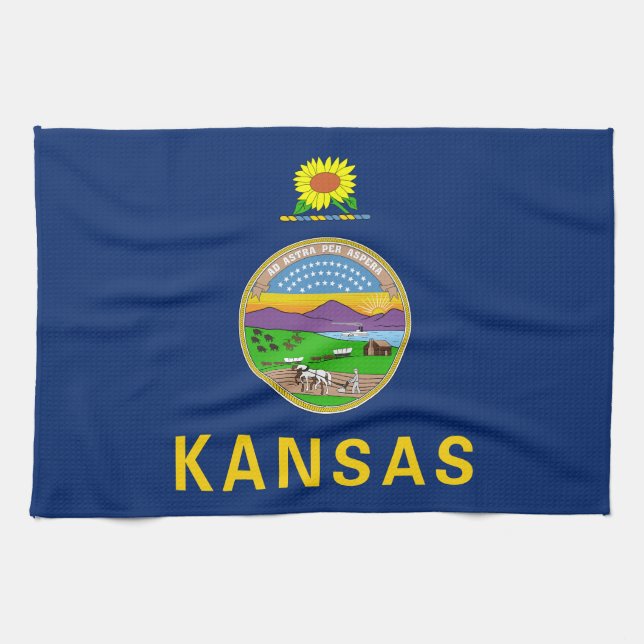 Kansas State Flag Tea Towel (Horizontal)