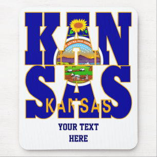 Kansas state flag text mouse pad