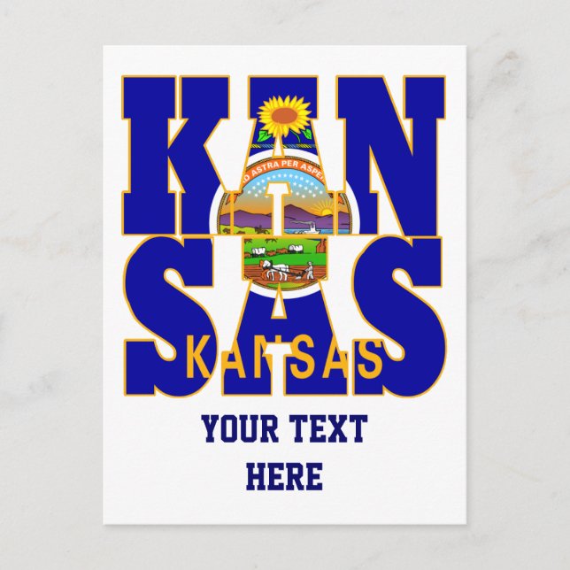 Kansas state flag text postcard (Front)