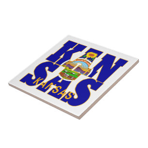 Kansas state flag text tile