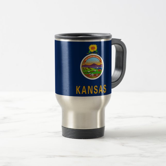 Kansas State flag Travel Mug (Front Right)