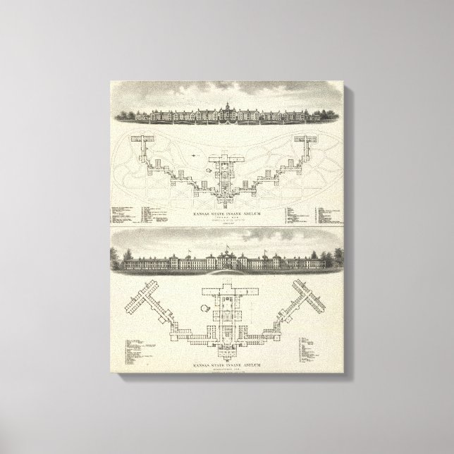Kansas State Insane Asylums Canvas Print (Front)