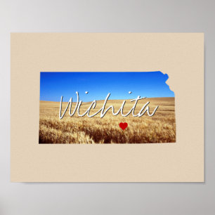 Kansas State Photo insert and town name Poster