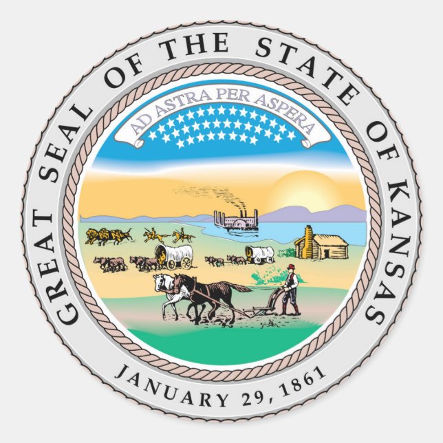 Kansas state seal america republic symbol flag (Front)