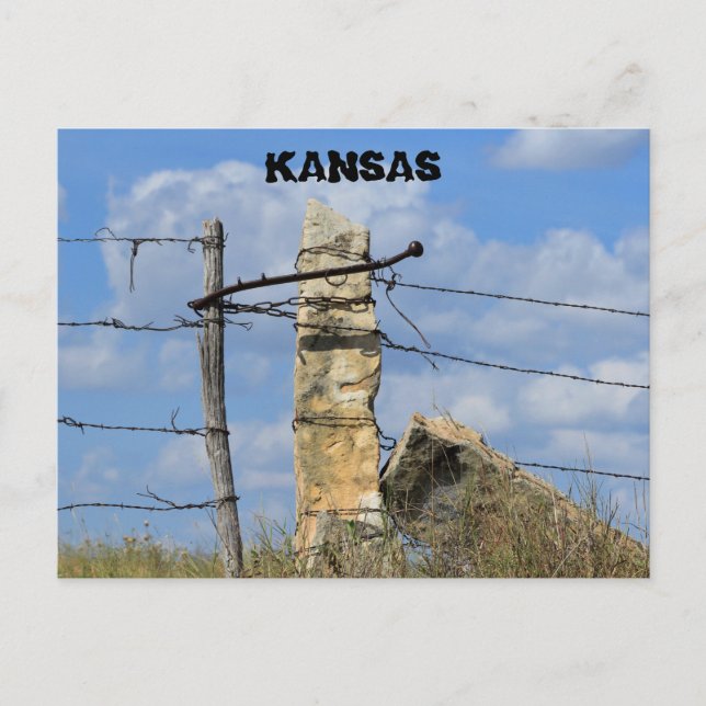 Kansas Stone Post Fence Post, Post Card. Postcard (Front)