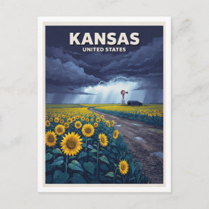 Kansas Sunflowers After the Storm Dodge City Postcard