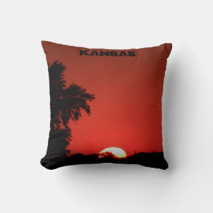 Kansas Sunset,Windmill Throw Pillow