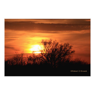 Kansas Sunset with clouds and  Photo Enlargement Print