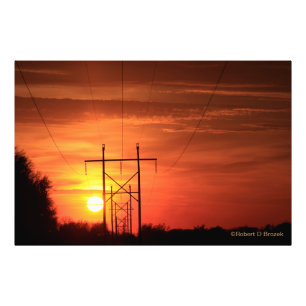 Kansas Sunset with clouds and Photo Enlargement Print