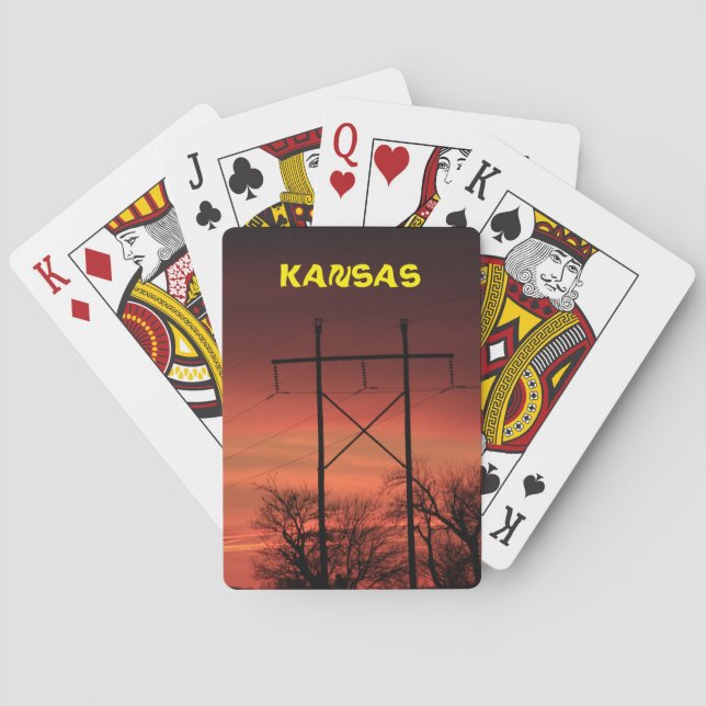 Kansas Sunset with Power Lines Playing Card's Cards (Back)