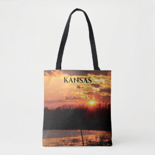 Kansas Sunset with Reflection Photo Bag. Tote Bag