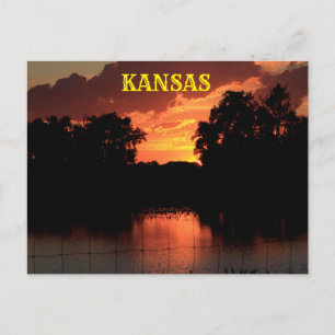 Kansas Sunset with  Silhouettes, Post Card