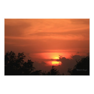 Kansas Sunset with tree and Sun Photo Enlargement Print