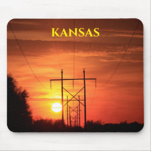 Kansas Sunset with Tree Silhouette Mouse Pad