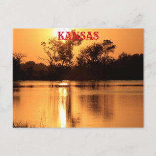 Kansas Sunset with water Reflection Post Card