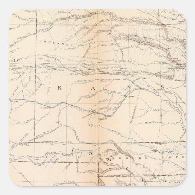 Kansas, Texas, Indian Territory Square Sticker (Front)