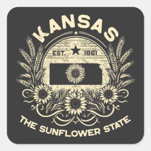 Kansas The Sunflower State Square Sticker