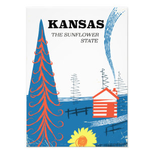 Kansas "the sunflower state" vintage travel poster