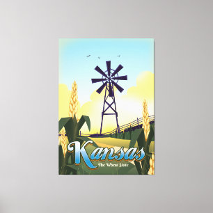 Kansas "the Wheat State" travel poster. Canvas Print