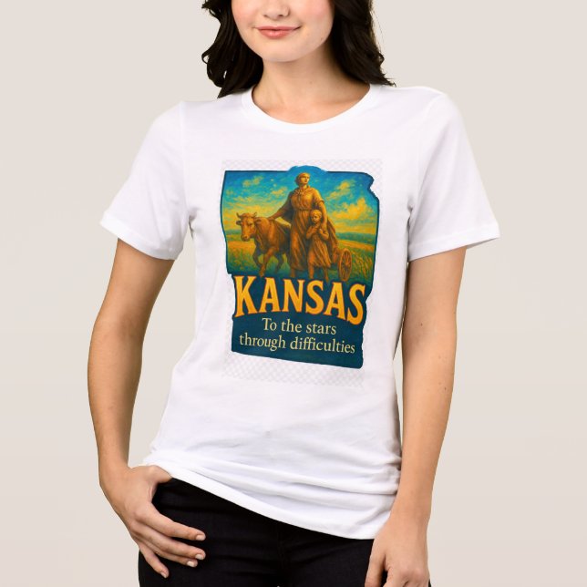 Kansas-themed artistic T-shirt design! Tri-Blend Shirt (Front)