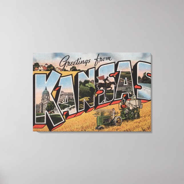 Kansas (Tractor & Hay Bailer Scene) Canvas Print (Front)
