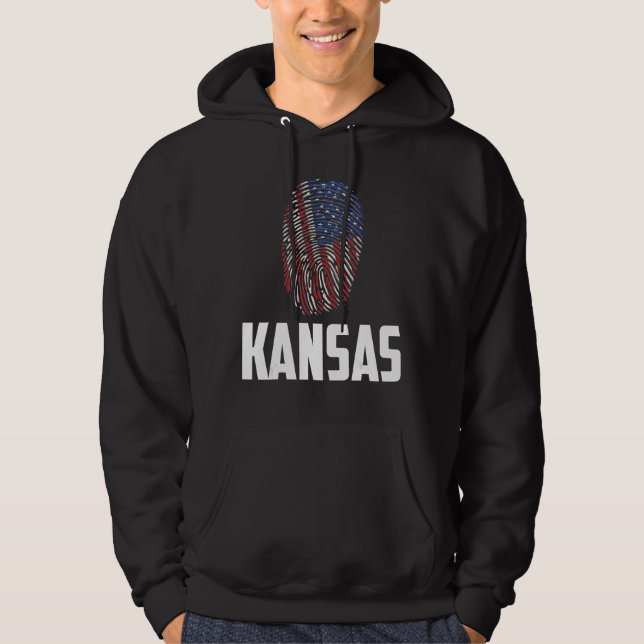 Kansas USA American Flag 4th of July Hoodie (Front)