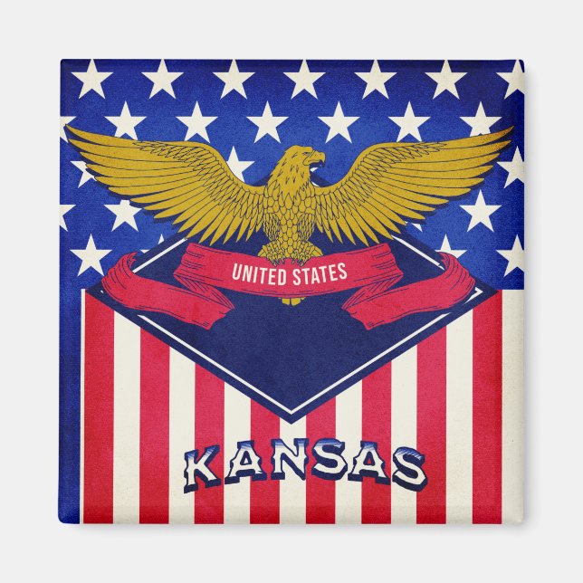 Kansas USA Flag Magnet (Front)