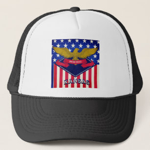 Kansas USA Flag Trucker Hat