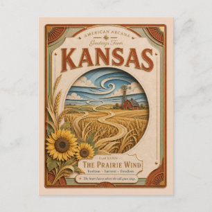 Kansas Vintage Paper Cut American Arcana Postcard