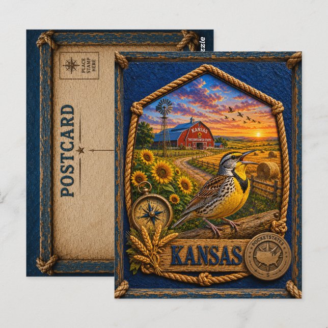 Kansas Vintage Travel Postcard (Front/Back)