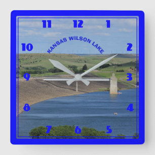 Kansas Wilson Lake with blue water CLOCK