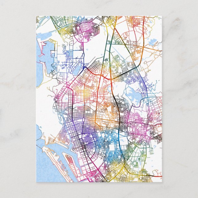Kaohsiung City Taiwan Map Postcard (Front)