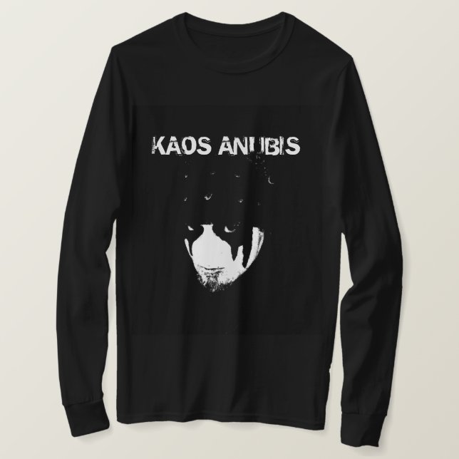 Kaos Anubis Long Sleeve B&W Face T-Shirt (Design Front)