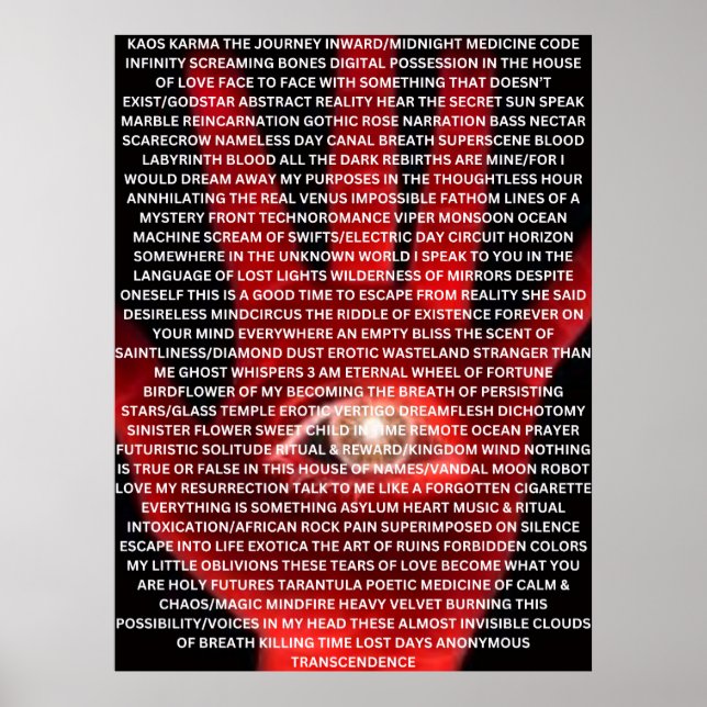 KAOS KARMA original poem poster (Front)