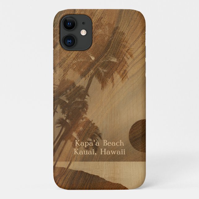 Kapaa Sunset Hawaiian Faux Koa Wood Case-Mate iPhone Case (Back)