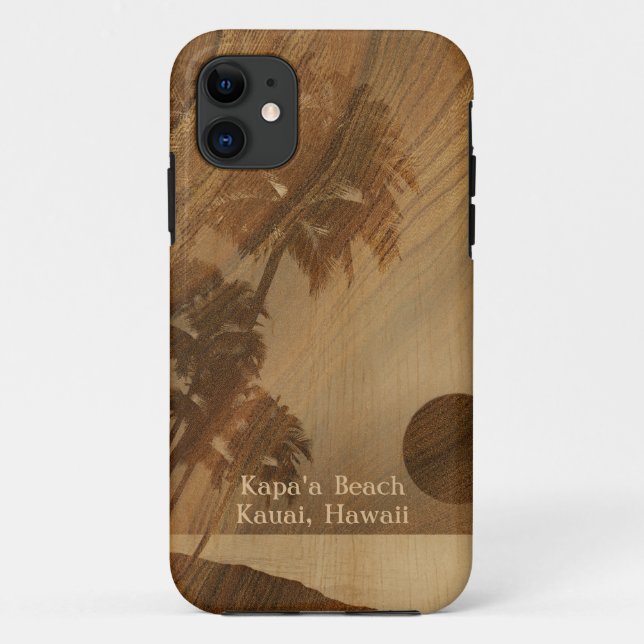 Kapaa Sunset Hawaiian Faux Koa Wood iPhone 5 Cases (Back)