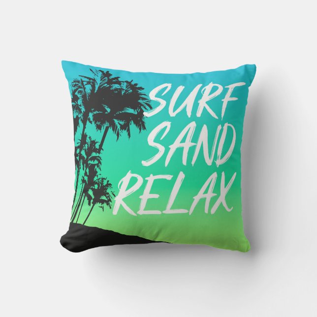 Kapaa Sunset Hawaiian Palm Tree Reversible Cushion (Front)