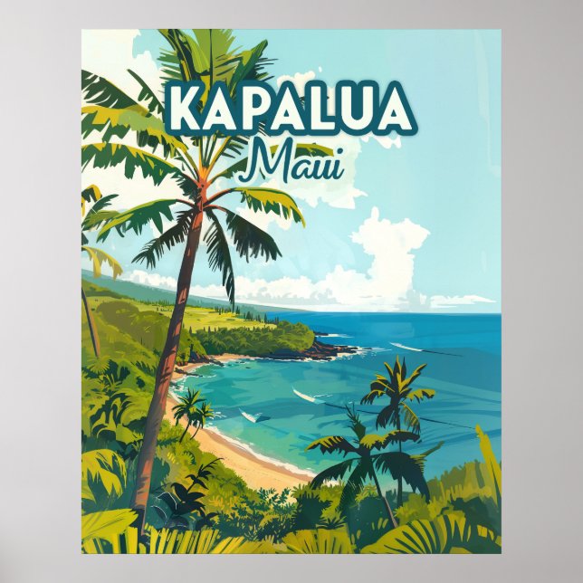 Kapalua Maui Hawaii Bay Beach Vacation Retro Poster (Front)
