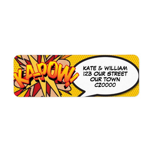 KAPOW Fun Retro Comic Book Pop Art Address (Front)