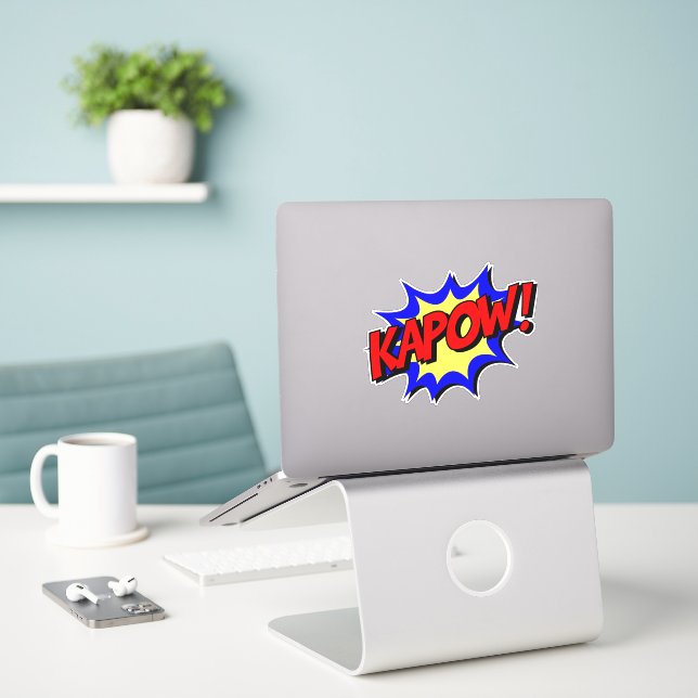 Kapow! Retro Comic Sticker Blast (Laptop On Desk)