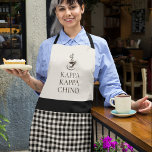 Kappa Kappa Chino Funny Coffee Lover<br><div class="desc">A funny design for the coffee lover or barista, this unique all-over-print apron has a black and white plaid design with a matching solid upper background in off-white. The text "KAPPA KAPPA CHINO" sits underneath a steaming hot cup of coffee. The text is a spin-off of Greek organizations typically found...</div>