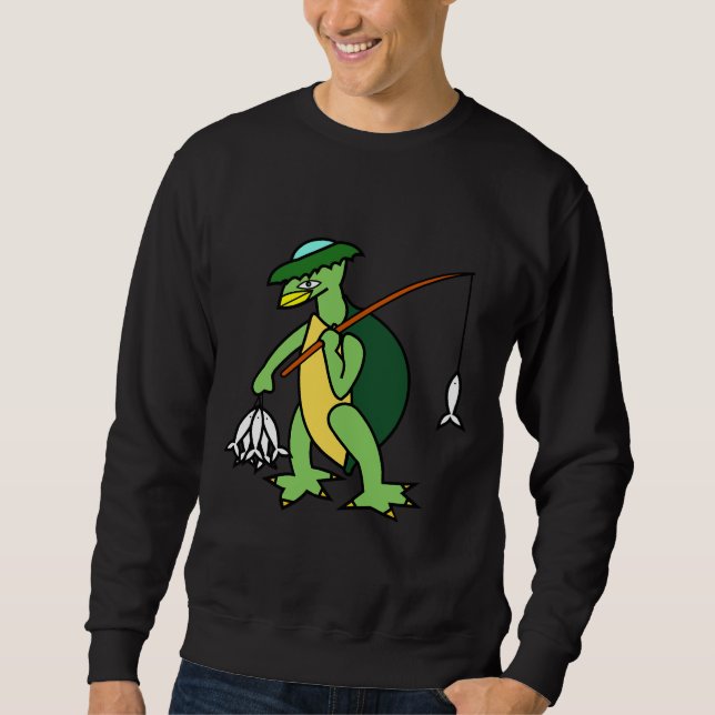 Kappa Walking And Holding A Fishing Rod And Fish Sweatshirt (Front)