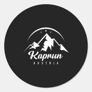Kaprun austria ski resort skiing snowboarding classic round sticker