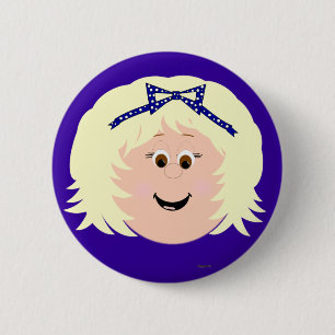 Kapskids Blonde Girl Face Button Badge