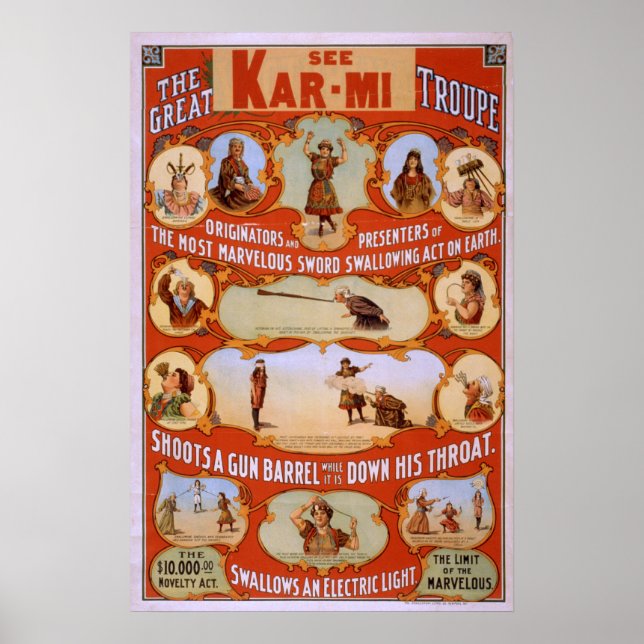 KAR-MI Magician Troupe VAUDEVILLE Poster (Front)