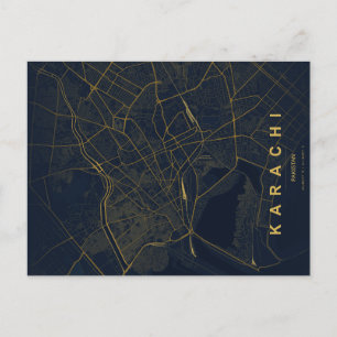 Karachi Pakistan Map Minimal Postcard