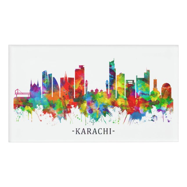 Karachi Pakistan Skyline Name Tag (Front)