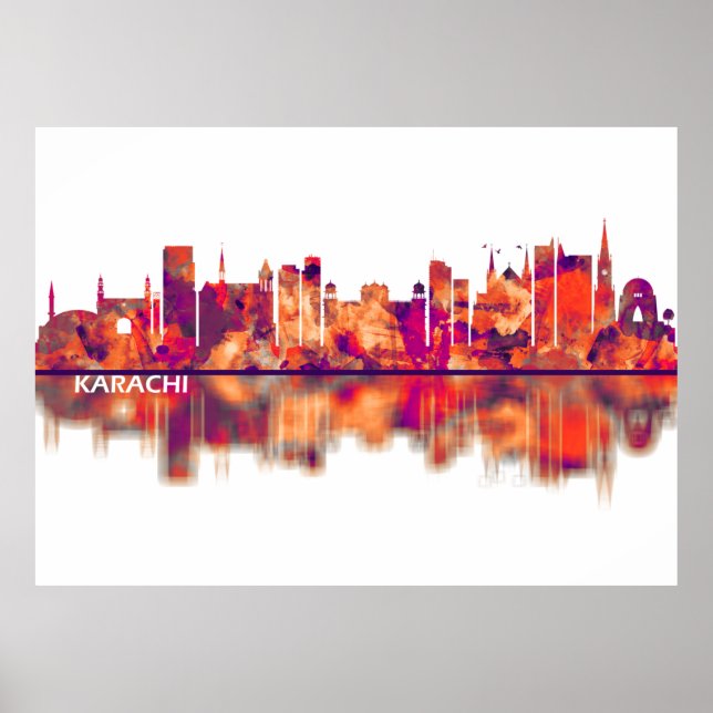Karachi Pakistan Skyline Poster (Front)